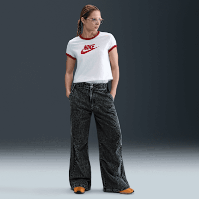 パンツ NIKE Sportswear Women's Woven Pants Nike Sportswear Women's Woven Mid-Rise Pants Black / White